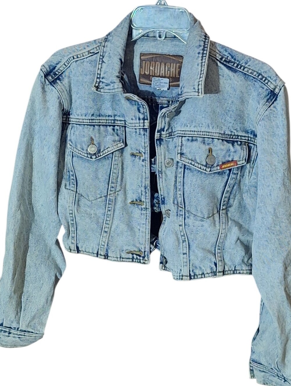 Vintage Jordache 80s 90s Rare Denim Cropped Small Jacket Acid Wash Bows Cut Out